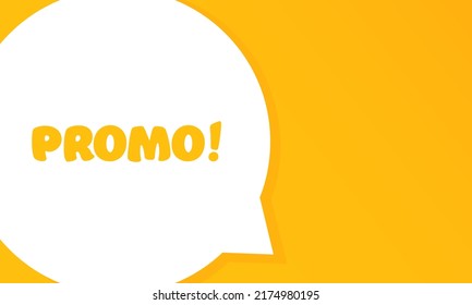 Promo. Speech bubble with Promo please text. 2d illustration. Flat style. Vector line icon for Business and Advertising.