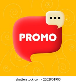 Promo. Burbuja de voz con texto promocional. Concepto de negocio. 3 quinquies ilustración. Fondo espiral. Icono de línea de vector para negocios y publicidad.
