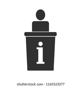 Promo stand icon isolated on white background. Vector illustration. Information desk. Advertising.