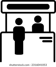 Promo stand icon, mall small shop icon. Replaceable vector design.