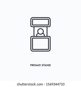 Promo stand outline icon. Simple linear element illustration. Isolated line Promo stand icon on white background. Thin stroke sign can be used for web, mobile and UI.