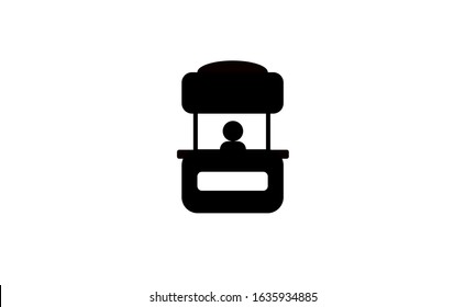 Promo stand simple icon, exhibition advertising symbol 