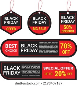 Promo stickers. especially for black Friday Discount badges or labels price tags sales announce collection. symbol icon advertising element art vector template