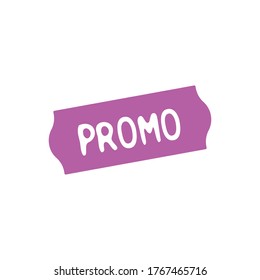 Etiqueta promocional. gráfico vectorial plano en fondo blanco.