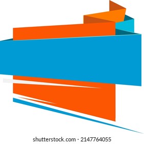 Promo tag template. Blank blue orange banner
