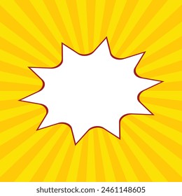 Promo Templet, Yellow comics Background, Comic Bubble in Pop, orange sunshine with white background