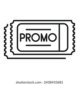Vector de contorno de icono de cupón promocional. Promoción de venta de etiquetas. Tarjeta de tarifa de regalo de etiqueta