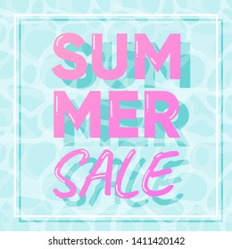 Promo web banner template for summer sale. Top view on Summer beach water. Vector illustration with discount offer. Concept of seasonal vacation in tropical country. 