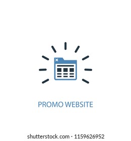 Promo website concept 2 colored icon. Simple blue element illustration. Promo website concept symbol design from Digital marketing set. Can be used for web and mobile UI/UX