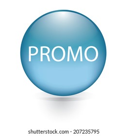 Promo word blue button 