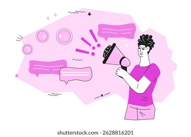Promote business and announce a new promotion concept. Effective advertisements and announcements to attract customers and boost the brand, flat vector illustration isolated on white.