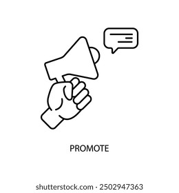 Promover icono de línea de concepto. Ilustración simple del elemento. promover el diseño del símbolo del contorno del concepto.