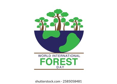 Promote forest conservation with International Forest Day vector illustration art. Ideal for awareness campaign, poster, banner, digital campaign project, educational projects, social media and print.