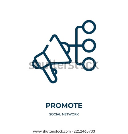 Promote icon. Linear vector illustration from social network collection. Outline promote icon vector. Thin line symbol for use on web and mobile apps, logo, print media.