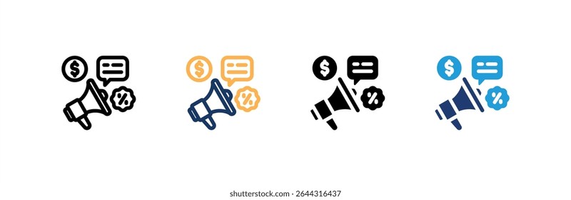 Promote icon set multiple style collection. Vector illustration.
