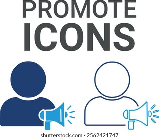 Promote icons. Containing speak, phone, mail, contact, chat, website, satellite, radio, antenna, message and more. Solid icons collection, vector illustration.