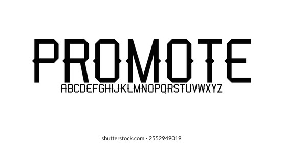 Promover, fuente de tecnología digital abstracta moderna. Logo fuente creativa, tipo, tecnología, película, digital, música, película. Fuente e ilustración en formato Vector.
