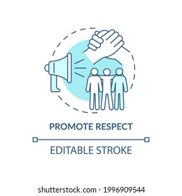 Promote Respect Concept Icon. Fighting Racism Abstract Idea Thin Line Illustration. Equal Opportunities. Cross-cultural Communication. Vector Isolated Outline Color Drawing. Editable Stroke