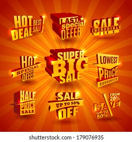 promote sale 3d offer background logo promo text banner vector set of gold glossy 3d vector text of sale on shiny background texture promote sale 3d offer background logo promo text banner vector comm