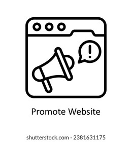 Promote Website vector outline Design illustration. Symbol on White background EPS 10 File 