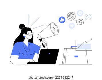 Promote your business abstract concept vector illustration. Advertise your business, promote your startup, product digital marketing, entrepreneur self-promotion strategy abstract metaphor.