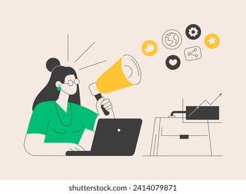 Promote your business abstract concept vector illustration. Advertise your business, promote your startup, product digital marketing, entrepreneur self-promotion strategy abstract metaphor.