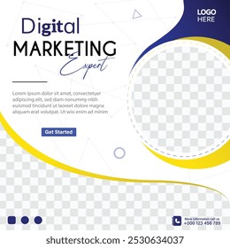 Promociona tu agencia de marketing digital con una vibrante publicación en las redes sociales. Servicios de escaparate, historias de éxito de los clientes y un llamado a la acción utilizando imágenes llamativas y texto en negrita.