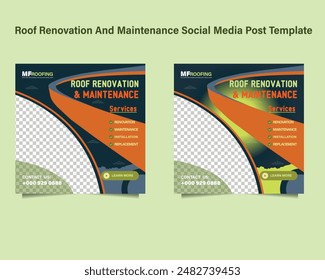 Promote your roofing services with our eye-catching social media post template. Perfect for showcasing renovations and maintenance, designed to enhance engagement and attract clients.