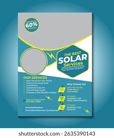 Promote your solar business with this modern, professional flyer template. Ideal for eco-friendly energy services, it’s fully customizable, print-ready, and easy to edit in minutes.