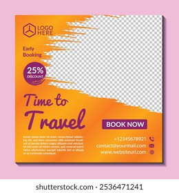 Promote your tourism business with our creative, professional travel template. Its modern design works seamlessly for vacation ads on Facebook and Instagram, engaging travelers looking for dream