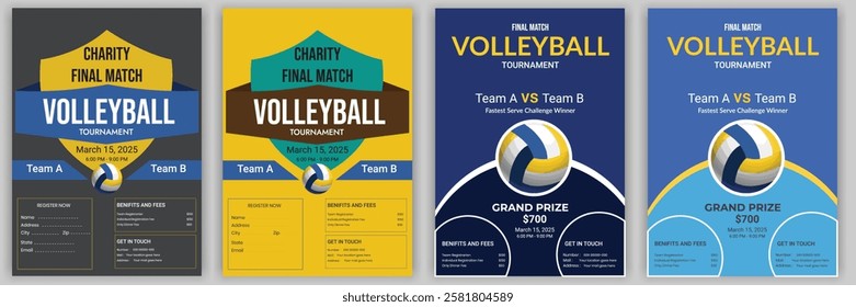 Promote your volleyball game or tournament with this creative sports flyer template! Ideal for school competitions, professional championships, and club matches, this editable flyer design comes 