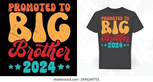 Promoted To Big Brother 2024 Funny Vintage Back To School T-shirt Design