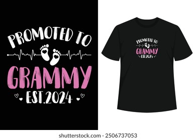 Promoted To Gammy 2024 Tshirts Mother's day Cute Heart Lover For Women Pregnancy announcement . Awesome present for okayest mother, Expecting mom, New mama, First Time mommy, wife, nana, gigi, grandma