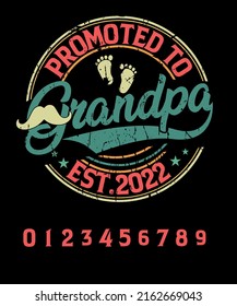 Promoted to Grandpa 2022 Tshirt Funny Baby Announcement Family Graphic T-shirt design