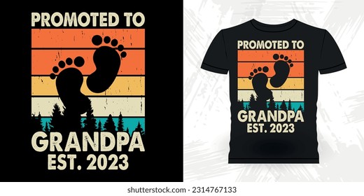 Promoted To Grandpa Funny Dad Lover Grandpa Retro Vintage Father's Day T-shirt Design
