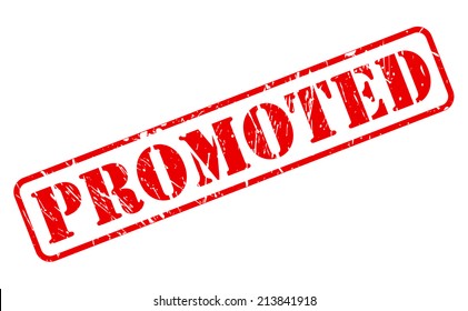 Promoted red stamp text on white