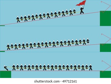 Promoting and achieving team, a team with a leader, a team in which someone has shirked its responsibilities