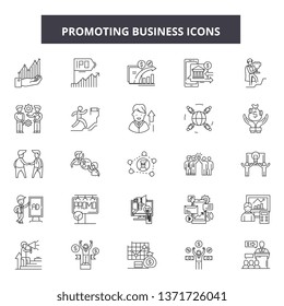 Promoting Buisness Line Icons, Signs Set, Vector. Promoting Buisness Outline Concept, Illustration: Promotion,business,debuisness,web,concept,flat