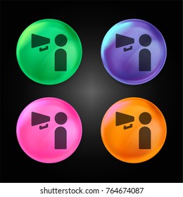 Promoting crystal ball design icon in green - blue - pink and orange.