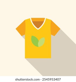 Promovendo a consciência ambiental com um design simples, mas impactante, esta camiseta amarela apresenta um logotipo de folha verde, simbolizando um compromisso com a sustentabilidade