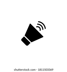 Promoting Icon in black flat glyph, filled style isolated on white background