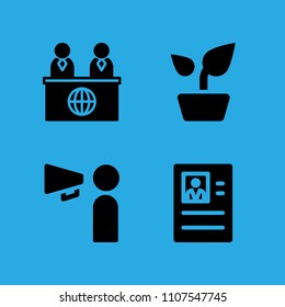 promoting, news reporter, resume and plant icons vector in sample icon set for web and graphic design
