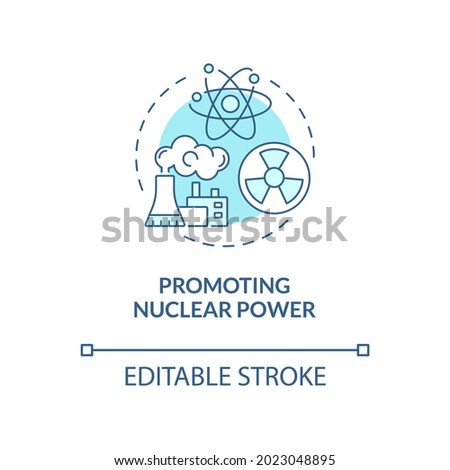 Promoting nuclear power blue concept icon. Clean and sustainable industry. Atomic energy advantages abstract idea thin line illustration. Vector isolated outline color drawing. Editable stroke