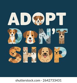 Promoting Pet Adoption with Cute Animal Illustrations Encouraging People To Adopt Animals Rather Than Buying Them