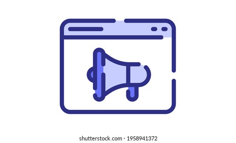 promotion announce web internet single isolated icon with dash or dashed line style