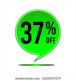 Promotion balloon with 37% discount in green with black letter and number