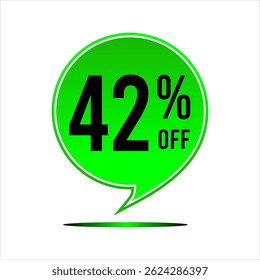 Promotion balloon with 42% discount in green with black letter and number