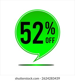 Promotion balloon with 52% discount in green with black letter and number