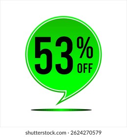 Promotion balloon with 53% discount in green with black letter and number