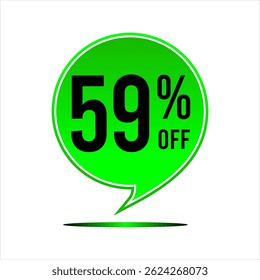 Promotion balloon with 59% discount in green with black letter and number